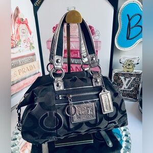Coach  poppy Black and Silver Shoulder Bag